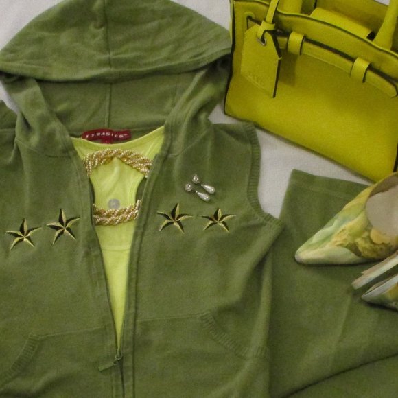 J.J. BASICS SLEEVELESS TWO (2) PIECE JADE KNIT HOODIE SET – L - Picture 12 of 16